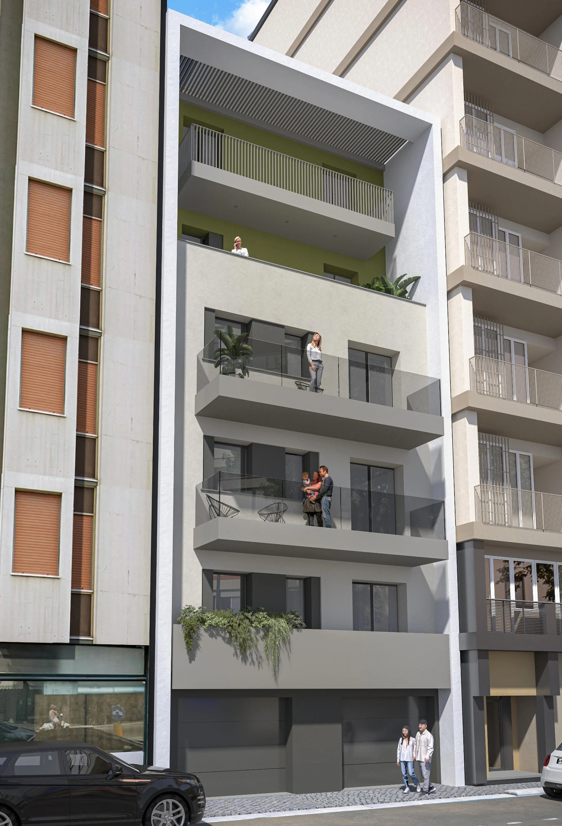 Prospetto esterno completo della Residenza Bramante, vista 1