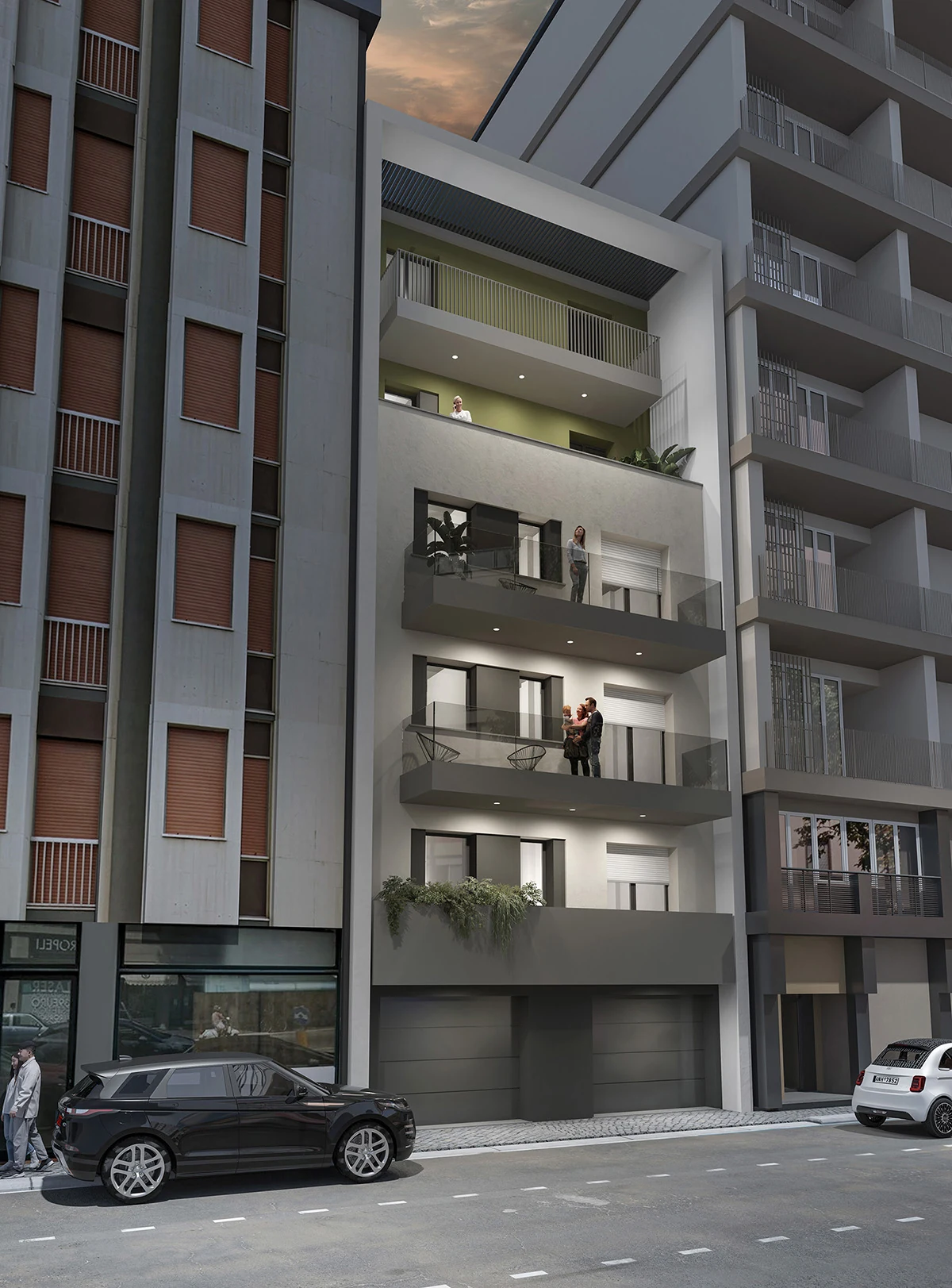 Prospetto esterno completo della Residenza Bramante, vista 2